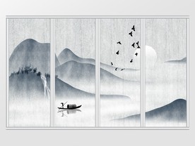 中式意境山水移门