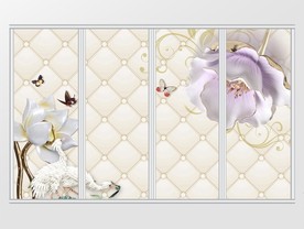3D软包浮雕花卉移门