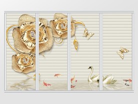 3D花鲤鱼天鹅移门