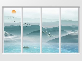 中式云雾山水意境移门