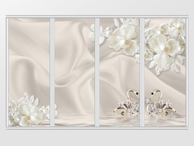 3d珠宝钻石心形天鹅移门