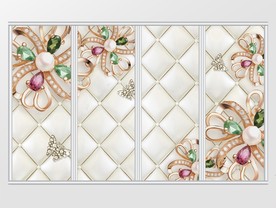 3d宝石金色花朵移门