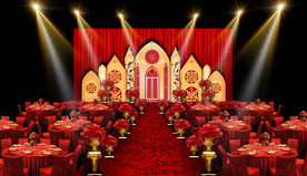 红金色教堂婚礼仪式区