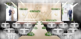 简约香槟色金属风手绘婚礼效果图