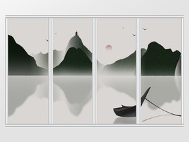 中国风水墨山水移门
