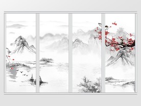 中国风山水移门