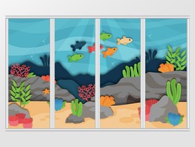 彩色立体海底世界移门