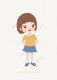 可爱的波波头小女孩卡通形象