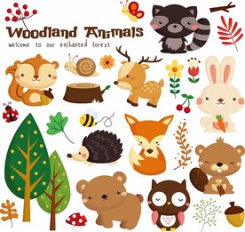 动物森林矢量墙贴素材