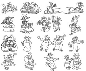 手绘欢乐牛素材