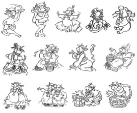 手绘欢乐牛素材