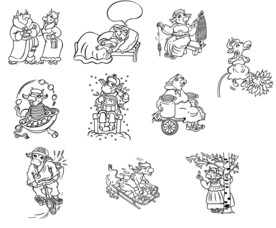 手绘欢乐牛素材