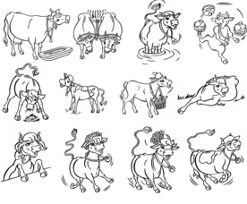 手绘欢乐牛素材