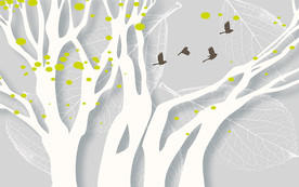 3D抽象树木背景墙装饰画