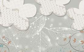 3D抽象花卉树叶背景墙装饰画