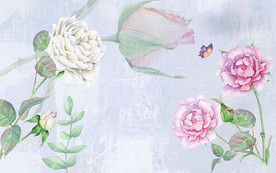 手绘花卉电视背景墙装饰画