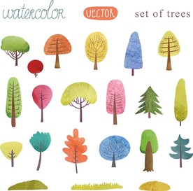 卡通大树树木矢量贴图素材