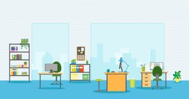 扁平化商务科技办公室场景插画