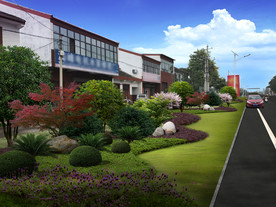 路旁绿化带分层效果图