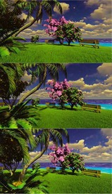 3D海边鲜花树木落叶