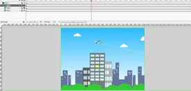 城市上空飞机飞过的动画10秒