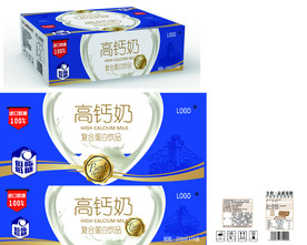高钙奶乳饮料牛奶包装纸箱分层图