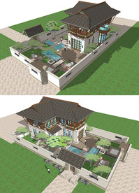 SU中式别墅模型