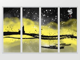 新中式禅意抽象移门