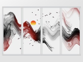 意境水墨山水移门