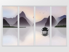 中国风山水移门