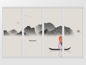 中国风水墨江南意境移门