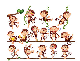 可爱猴子造型矢量卡通素材