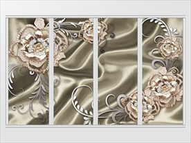 3d典雅镀金花朵珠宝绸缎移门