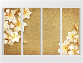 3d高贵鎏金郁金香花朵移门