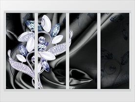 3d精美宝石花朵黑色绸缎移门