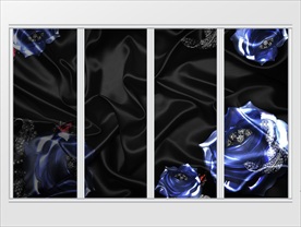 3d蓝色玫瑰珠宝花朵移门