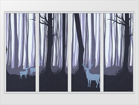 梦幻布纹树林梅花鹿移门