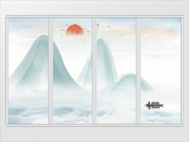 新中式水墨风抽象山水移门