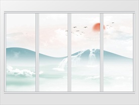 新中式水墨风山水移门
