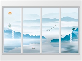 新中式云雾意境山水移门