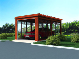 防腐木车库模型带材质