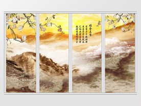 高清3D大理石纹山水移门