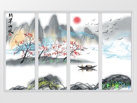 新中式水墨山水移门