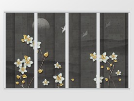 简约新中式珠宝花卉移门