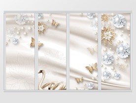 欧式奢华3D立体珍珠珠宝移门