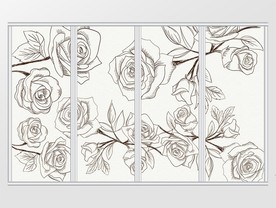 铅笔手绘玫瑰花植物移门