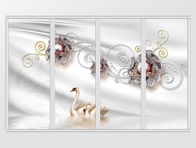 时尚奢华珍珠珠宝花朵移门