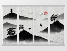 水墨古风山水移门