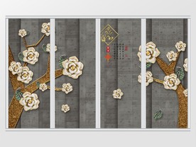 现代简约珠宝树家和富贵移门