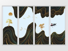 新中式抽象山水移门